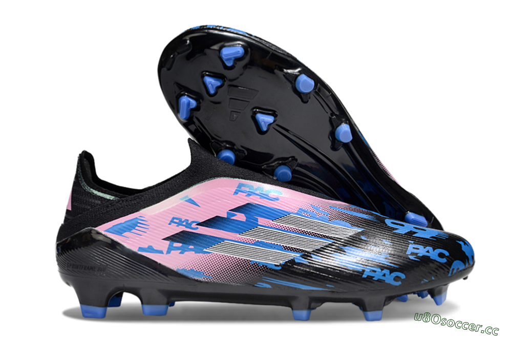 Unisex Adidas F50 Elite Laceless FG Firm Ground Low-Tops Football Boots - Black/Blue/Pink 2