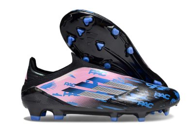 Unisex Adidas F50 Elite Laceless FG Firm Ground Low-Tops Football Boots - Black/Blue/Pink