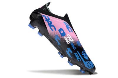Unisex Adidas F50 Elite Laceless FG Firm Ground Low-Tops Football Boots - Black/Blue/Pink