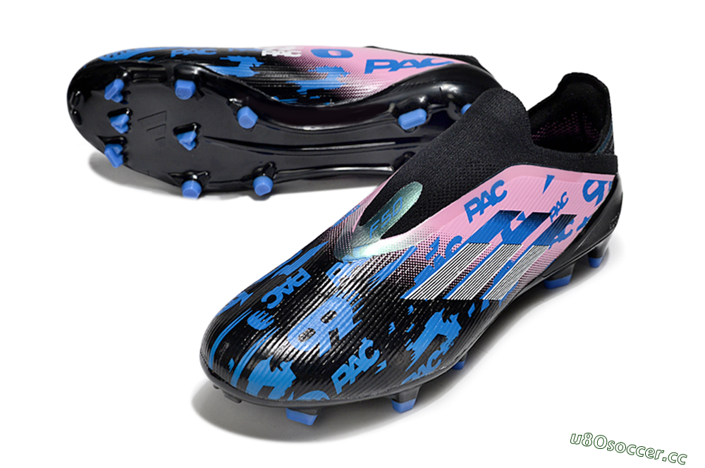 Unisex Adidas F50 Elite Laceless FG Firm Ground Low-Tops Football Boots - Black/Blue/Pink 3