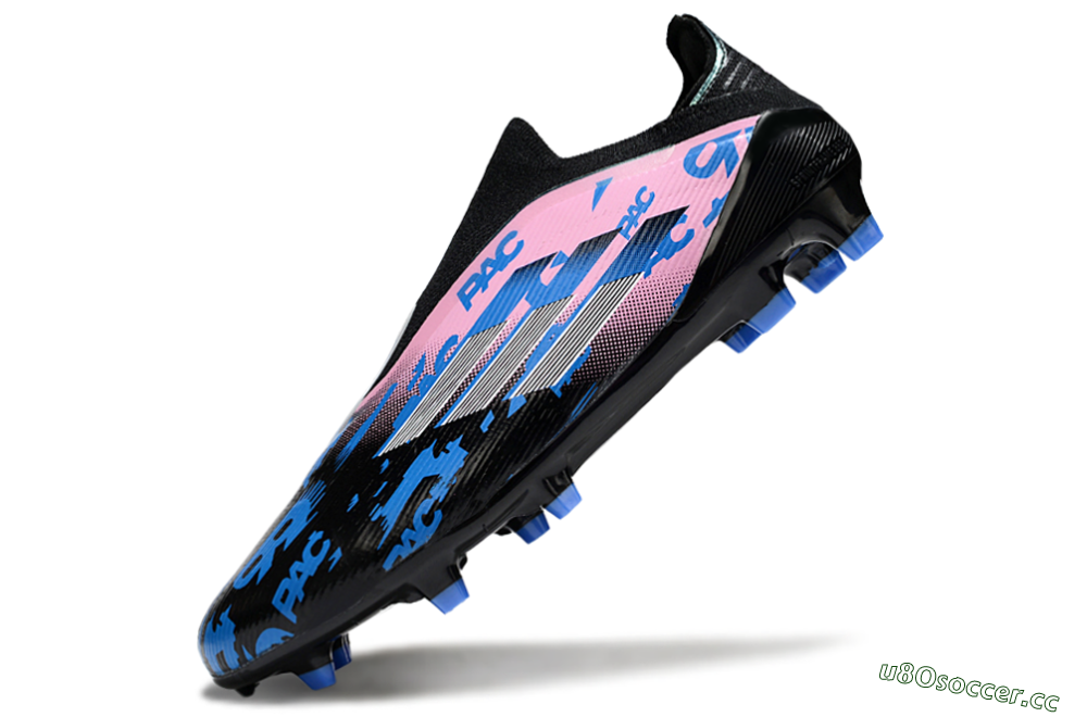 Unisex Adidas F50 Elite Laceless FG Firm Ground Low-Tops Football Boots - Black/Blue/Pink 5