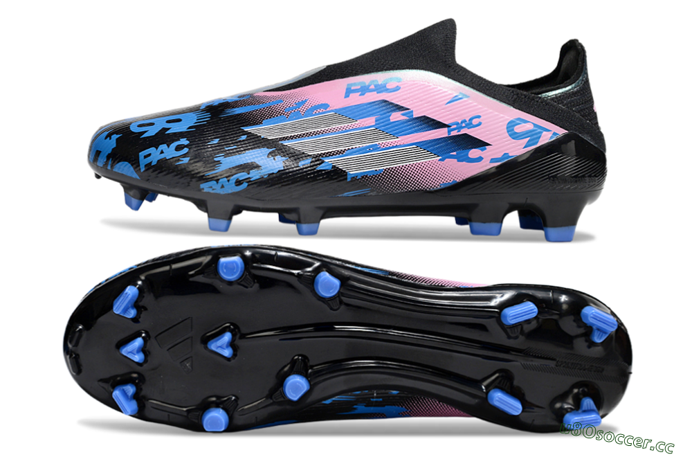 Unisex Adidas F50 Elite Laceless FG Firm Ground Low-Tops Football Boots - Black/Blue/Pink 1