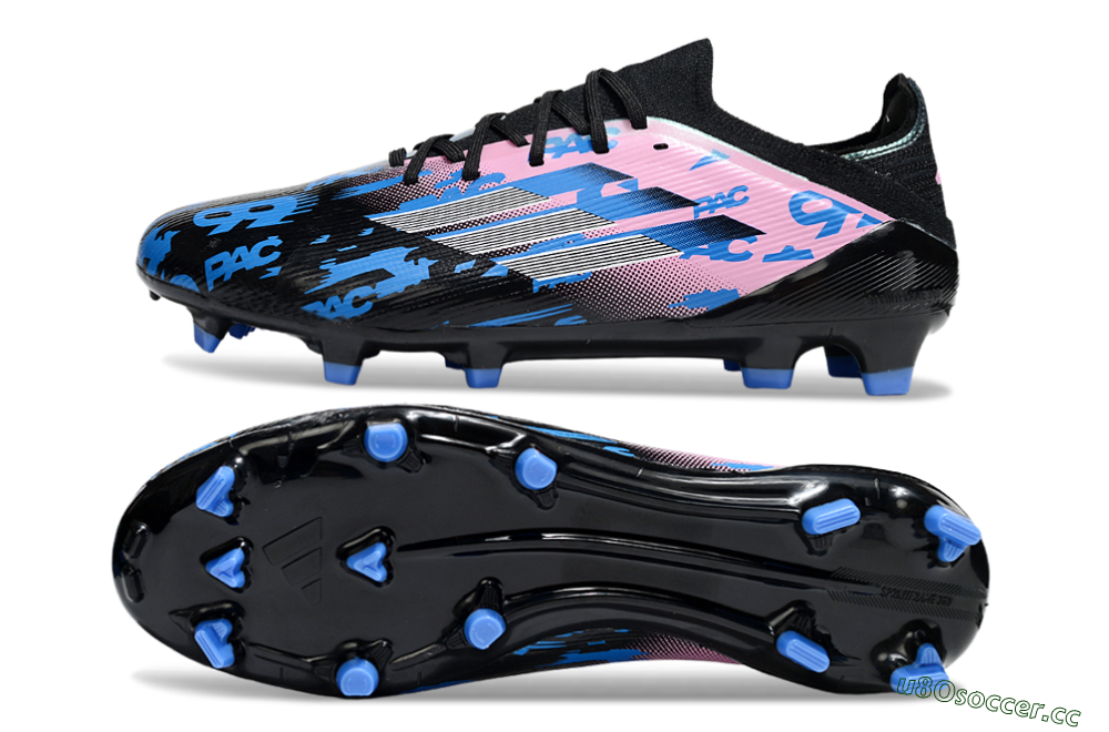 Unisex Adidas F50 Elite FG Firm Ground Low-Tops Football Boots - Black/Blue/Pink 1