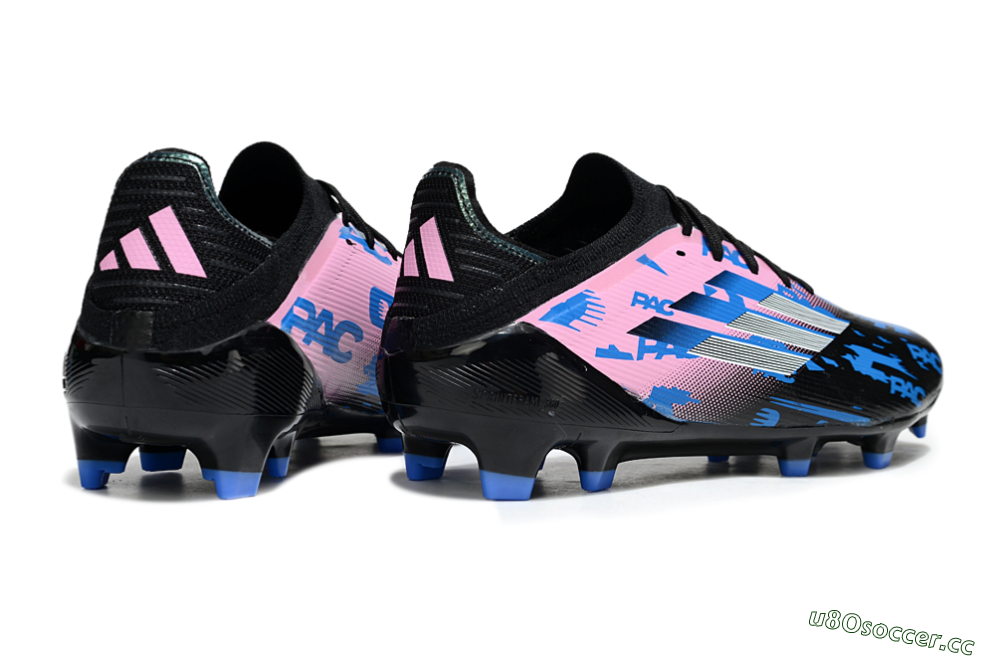 Unisex Adidas F50 Elite FG Firm Ground Low-Tops Football Boots - Black/Blue/Pink 6