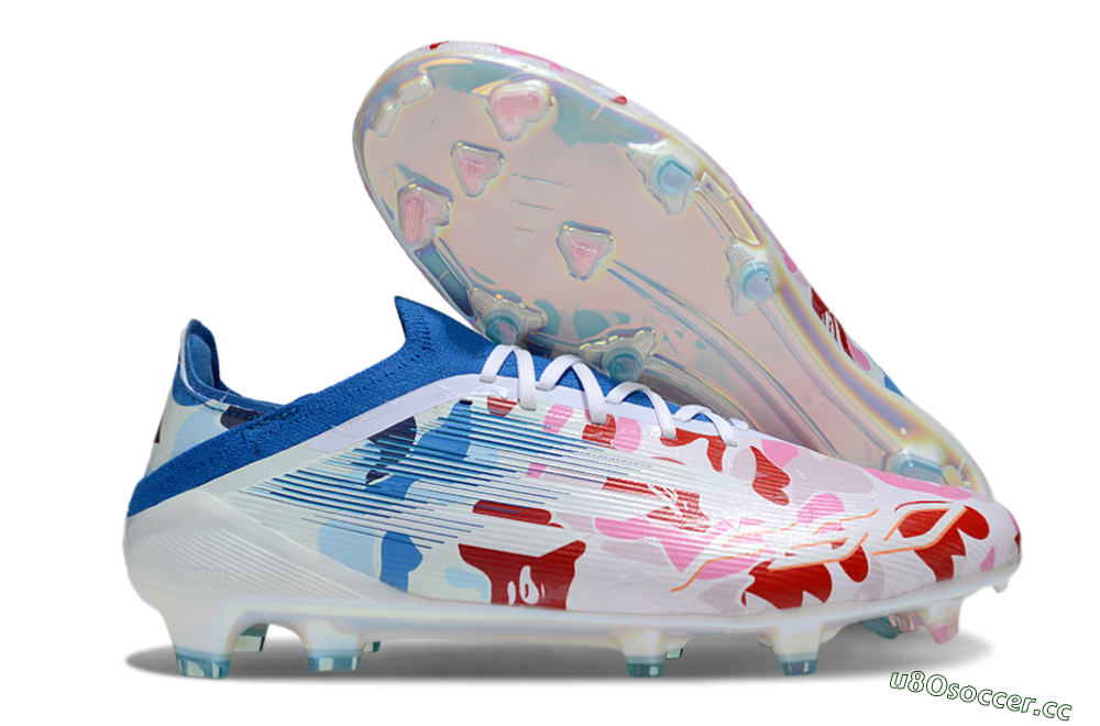 Unisex Adidas F50 Elite FG Firm Ground Low-Tops Football Boots - Pink/Whtie/Blue/Red 2