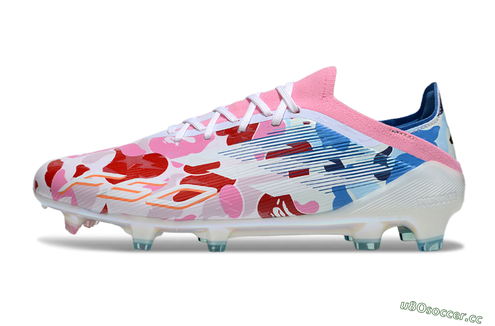 Unisex Adidas F50 Elite FG Firm Ground Low-Tops Football Boots - Pink/Whtie/Blue/Red 0