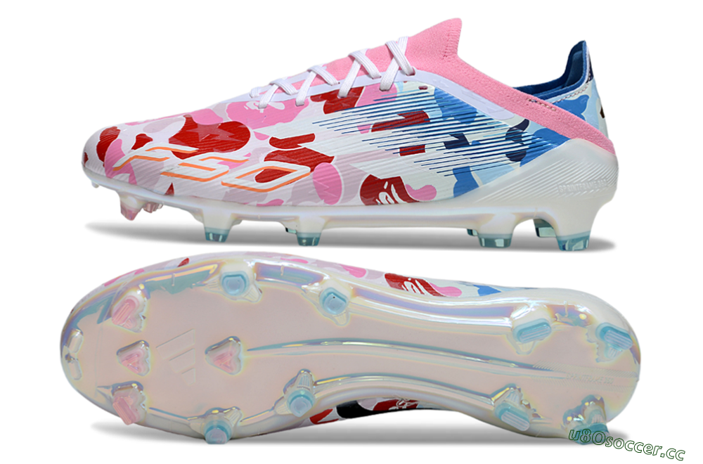 Unisex Adidas F50 Elite FG Firm Ground Low-Tops Football Boots - Pink/Whtie/Blue/Red 1