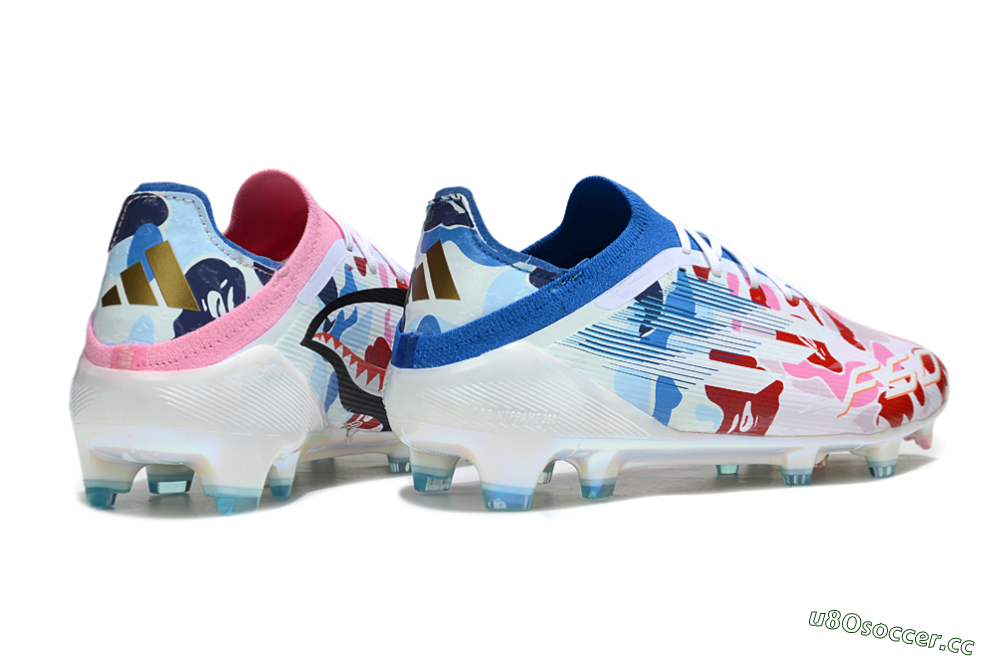 Unisex Adidas F50 Elite FG Firm Ground Low-Tops Football Boots - Pink/Whtie/Blue/Red 6