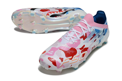 Unisex Adidas F50 Elite FG Firm Ground Low-Tops Football Boots - Pink/Whtie/Blue/Red