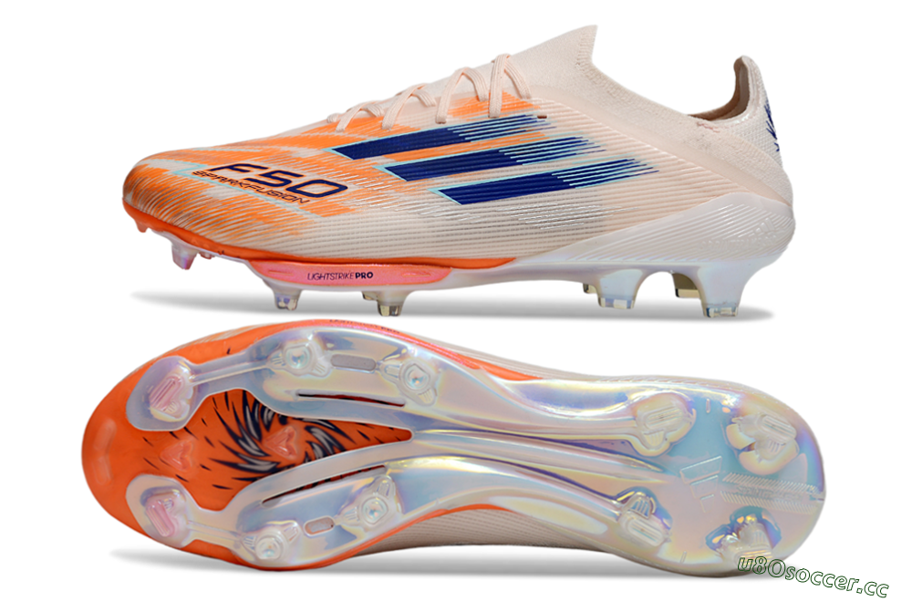 Men's Adidas F50+ Lightstrike Pro FG Firm Ground Low-Tops Football Boots - Pink/Red/Blue 1