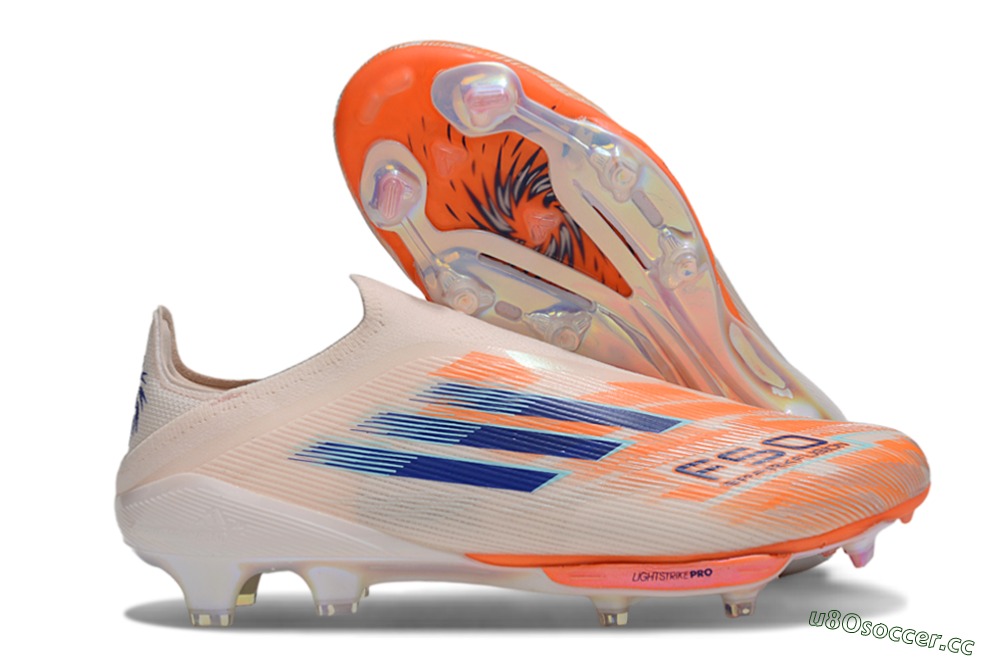 Men's Adidas F50+ Lightstrike Pro Laceless FG Firm Ground Low-Tops Football Boots - Pink/Red/Blue 2