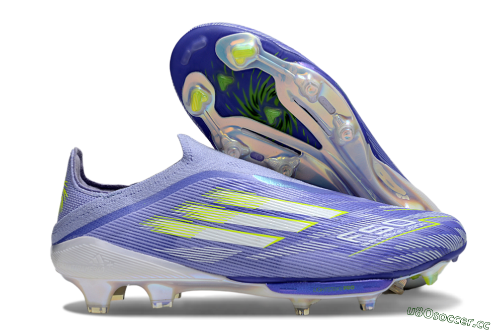 Men's Adidas F50+ Lightstrike Pro Laceless FG Firm Ground Low-Tops Football Boots - Blue/White/Yellow 2