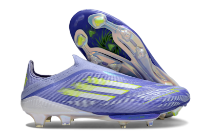 Men's Adidas F50+ Lightstrike Pro Laceless FG Firm Ground Low-Tops Football Boots - Blue/White/Yellow