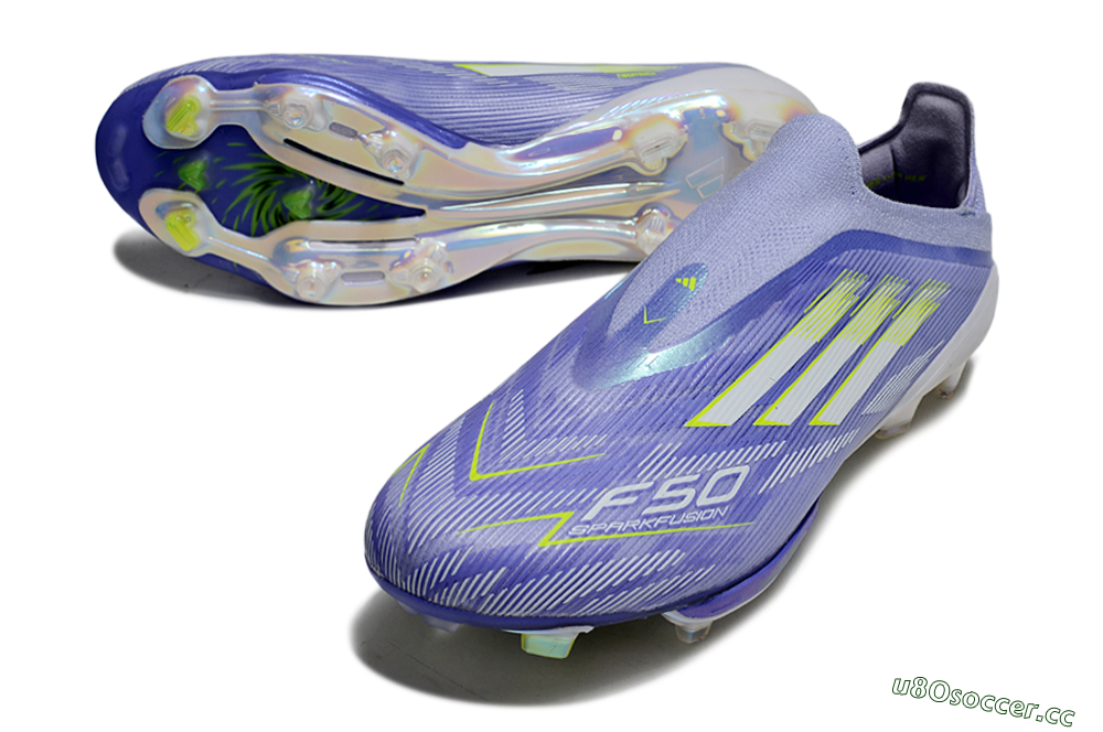 Men's Adidas F50+ Lightstrike Pro Laceless FG Firm Ground Low-Tops Football Boots - Blue/White/Yellow 3