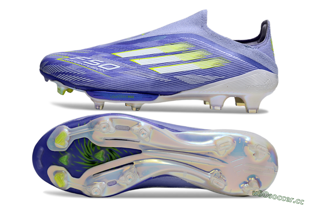 Men's Adidas F50+ Lightstrike Pro Laceless FG Firm Ground Low-Tops Football Boots - Blue/White/Yellow 1