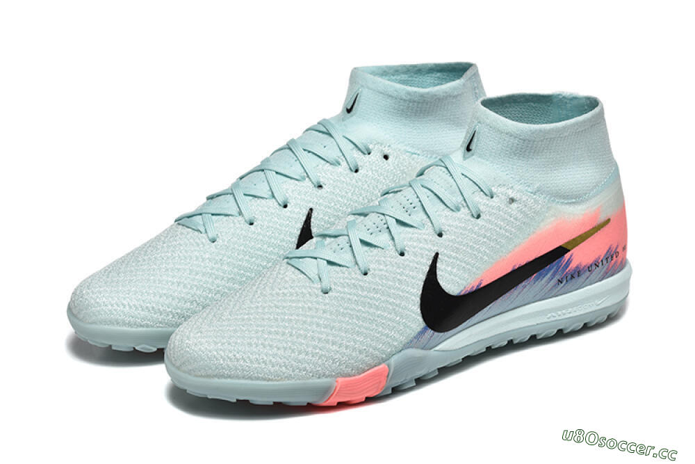 Men's Nike Air Zoom Mercurial Superfly 10 Elite TF Artificial Turf High-Tops Football Shoes - Jade/Black/Gold 5