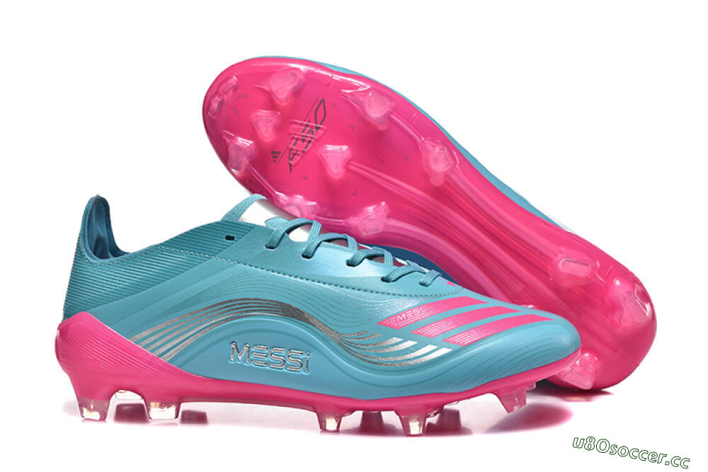 Men's Messi x Adidas F50 Elite FG Firm Ground Low-Tops Football Boots - Jade/Pink/Silver 2