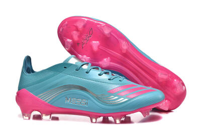 Men's Messi x Adidas F50 Elite FG Firm Ground Low-Tops Football Boots - Jade/Pink/Silver
