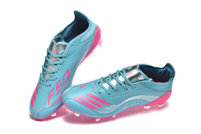 Men's Messi x Adidas F50 Elite FG Firm Ground Low-Tops Football Boots - Jade/Pink/Silver