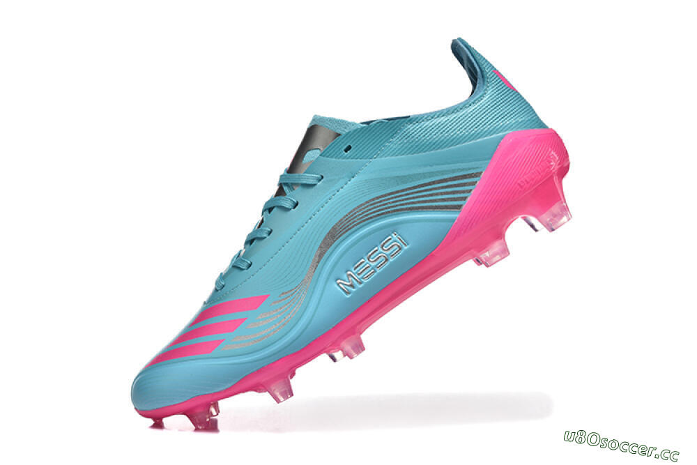 Men's Messi x Adidas F50 Elite FG Firm Ground Low-Tops Football Boots - Jade/Pink/Silver 8