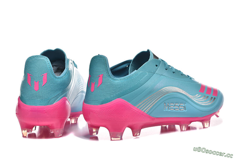 Men's Messi x Adidas F50 Elite FG Firm Ground Low-Tops Football Boots - Jade/Pink/Silver 9