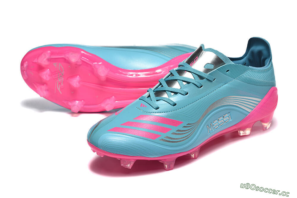 Men's Messi x Adidas F50 Elite FG Firm Ground Low-Tops Football Boots - Jade/Pink/Silver 3