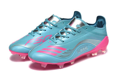 Men's Messi x Adidas F50 Elite FG Firm Ground Low-Tops Football Boots - Jade/Pink/Silver