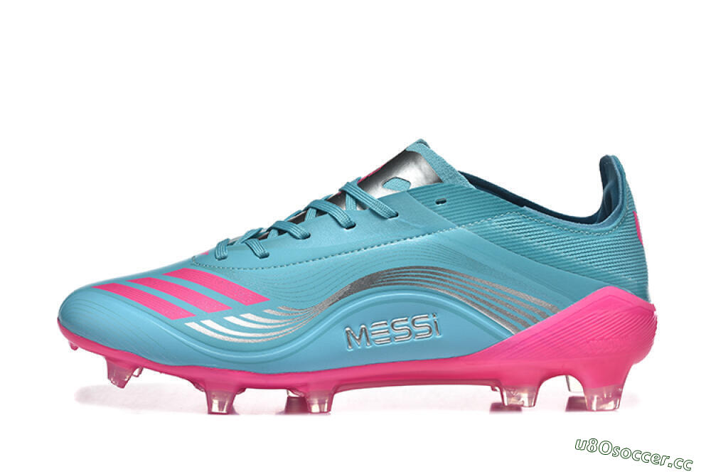 Men's Messi x Adidas F50 Elite FG Firm Ground Low-Tops Football Boots - Jade/Pink/Silver 0
