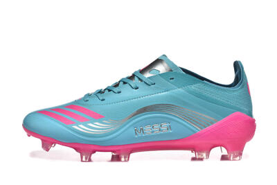 Men's Messi x Adidas F50 Elite FG Firm Ground Low-Tops Football Boots - Jade/Pink/Silver