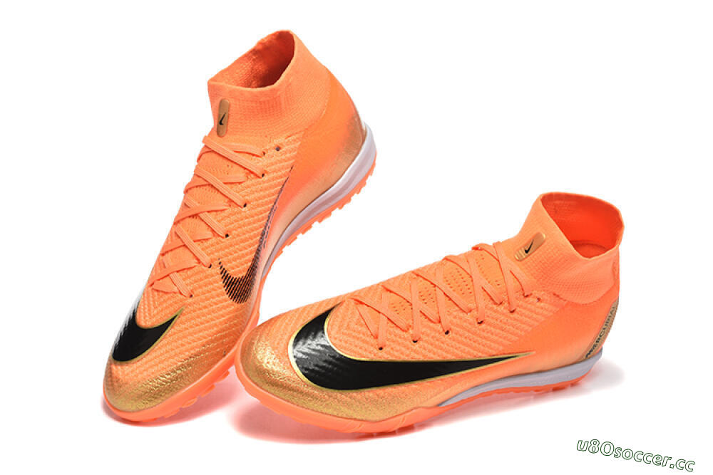 Men's Nike Air Zoom Mercurial Superfly 10 Elite TF Artificial Turf High-Tops Football Shoes - Red/Black/Gold 6