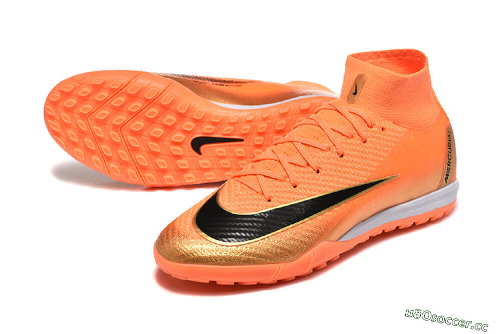 Men's Nike Air Zoom Mercurial Superfly 10 Elite TF Artificial Turf High-Tops Football Shoes - Red/Black/Gold 3