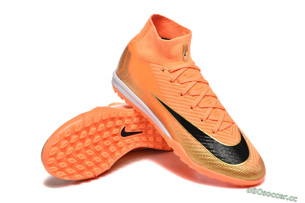 Men's Nike Air Zoom Mercurial Superfly 10 Elite TF Artificial Turf High-Tops Football Shoes - Red/Black/Gold 4