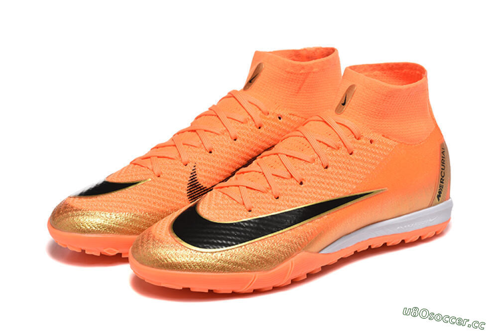 Men's Nike Air Zoom Mercurial Superfly 10 Elite TF Artificial Turf High-Tops Football Shoes - Red/Black/Gold 5