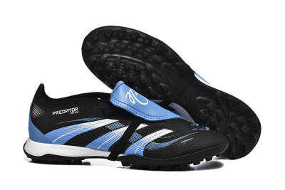 Unisex Adidas Predator 25 Elite Foldover Tongue TF Artificial Turf Low-Tops Football Shoes - Black/White/Blue