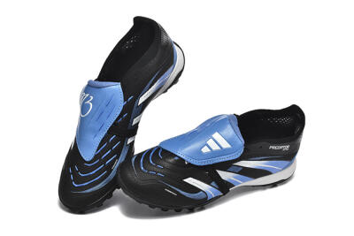 Unisex Adidas Predator 25 Elite Foldover Tongue TF Artificial Turf Low-Tops Football Shoes - Black/White/Blue