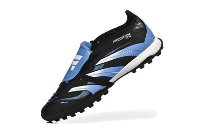 Unisex Adidas Predator 25 Elite Foldover Tongue TF Artificial Turf Low-Tops Football Shoes - Black/White/Blue