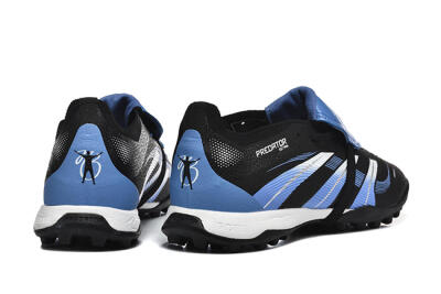 Unisex Adidas Predator 25 Elite Foldover Tongue TF Artificial Turf Low-Tops Football Shoes - Black/White/Blue