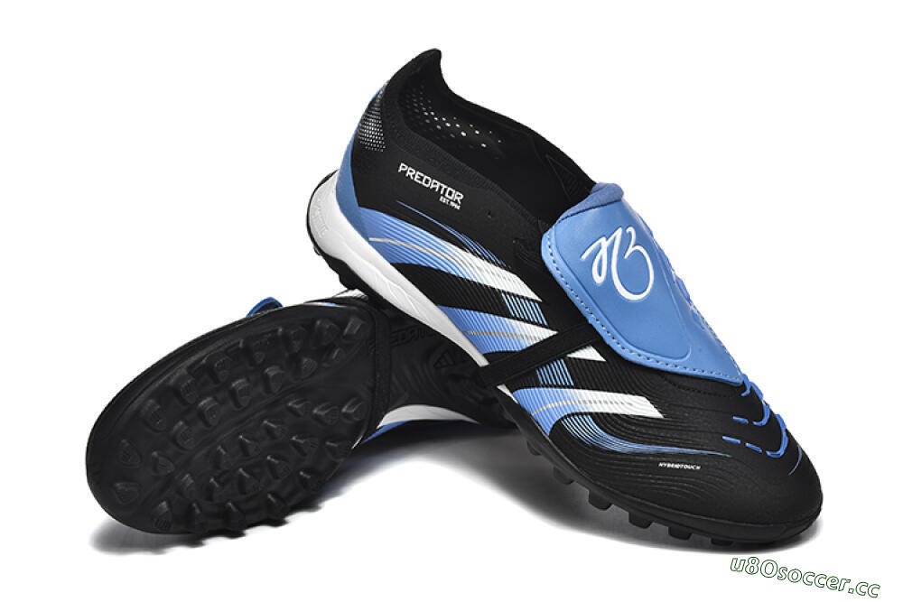 Unisex Adidas Predator 25 Elite Foldover Tongue TF Artificial Turf Low-Tops Football Shoes - Black/White/Blue 4