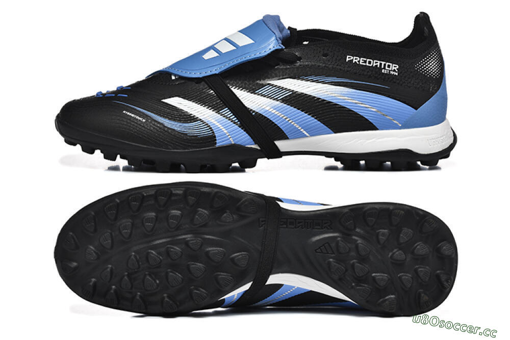 Unisex Adidas Predator 25 Elite Foldover Tongue TF Artificial Turf Low-Tops Football Shoes - Black/White/Blue 1