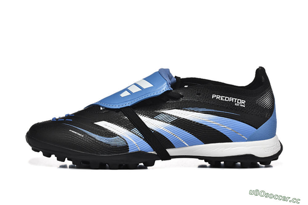 Unisex Adidas Predator 25 Elite Foldover Tongue TF Artificial Turf Low-Tops Football Shoes - Black/White/Blue 0