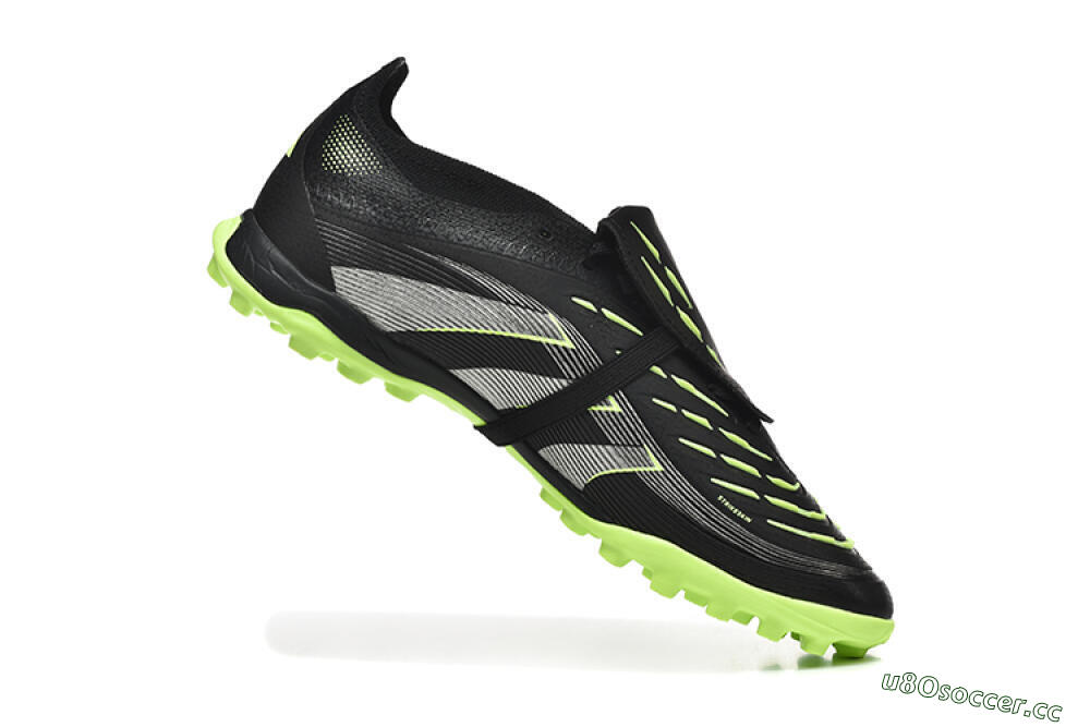 Unisex Adidas Predator 25 Elite Foldover Tongue TF Artificial Turf Low-Tops Football Shoes - Black/Silver/Yellow 7