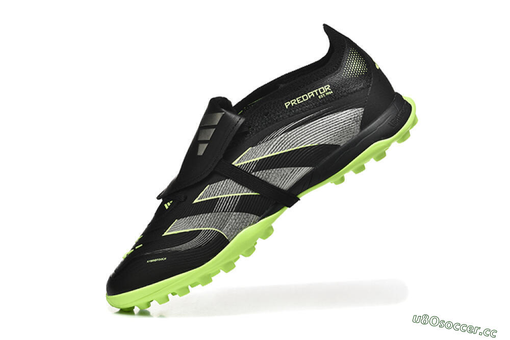 Unisex Adidas Predator 25 Elite Foldover Tongue TF Artificial Turf Low-Tops Football Shoes - Black/Silver/Yellow 8