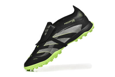 Unisex Adidas Predator 25 Elite Foldover Tongue TF Artificial Turf Low-Tops Football Shoes - Black/Silver/Yellow