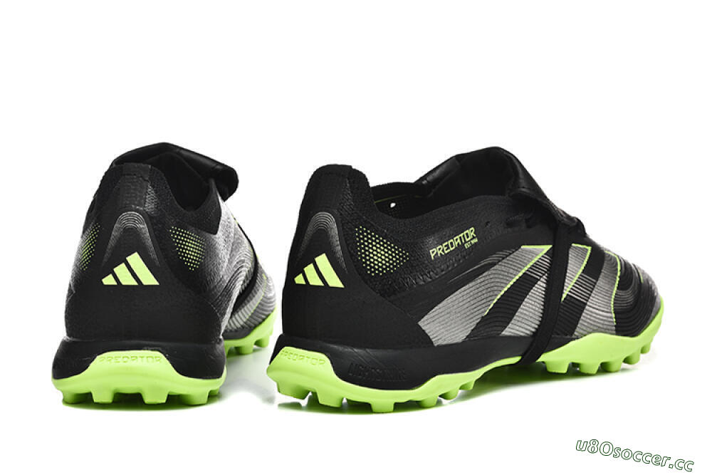 Unisex Adidas Predator 25 Elite Foldover Tongue TF Artificial Turf Low-Tops Football Shoes - Black/Silver/Yellow 9