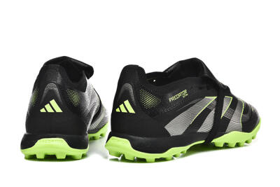 Unisex Adidas Predator 25 Elite Foldover Tongue TF Artificial Turf Low-Tops Football Shoes - Black/Silver/Yellow