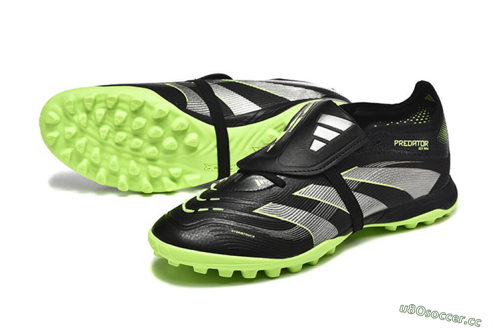 Unisex Adidas Predator 25 Elite Foldover Tongue TF Artificial Turf Low-Tops Football Shoes - Black/Silver/Yellow 3