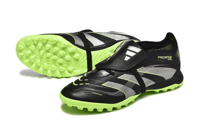 Unisex Adidas Predator 25 Elite Foldover Tongue TF Artificial Turf Low-Tops Football Shoes - Black/Silver/Yellow