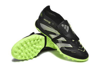Unisex Adidas Predator 25 Elite Foldover Tongue TF Artificial Turf Low-Tops Football Shoes - Black/Silver/Yellow