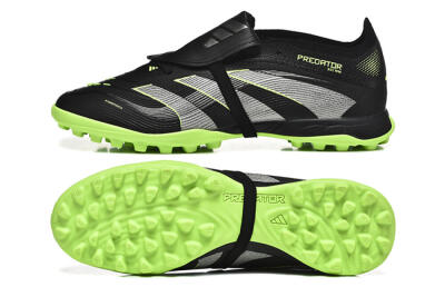 Unisex Adidas Predator 25 Elite Foldover Tongue TF Artificial Turf Low-Tops Football Shoes - Black/Silver/Yellow