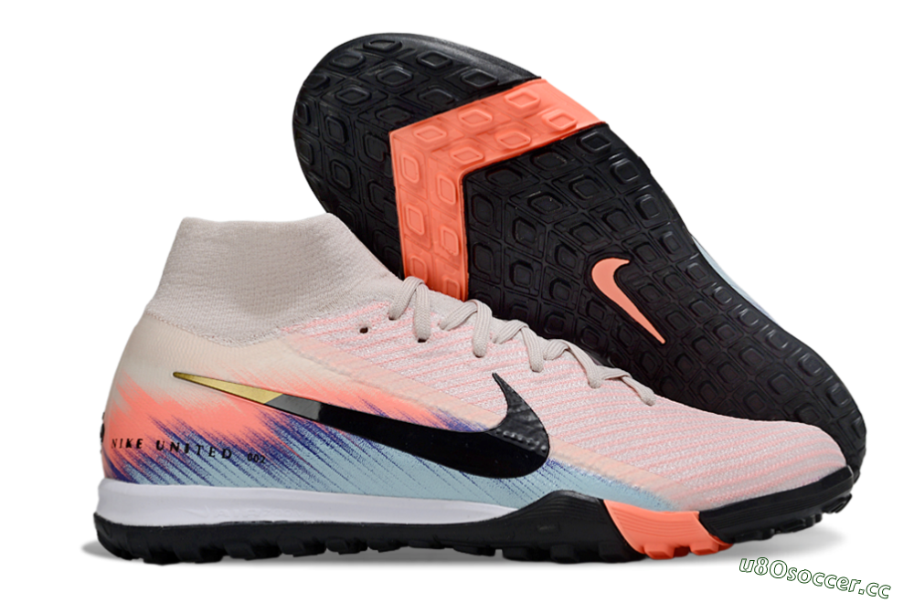 Unisex Nike Air Zoom Mercurial Superfly 10 Elite TF Artificial Turf High-Tops Football Shoes - Pink/Black/Gold 2